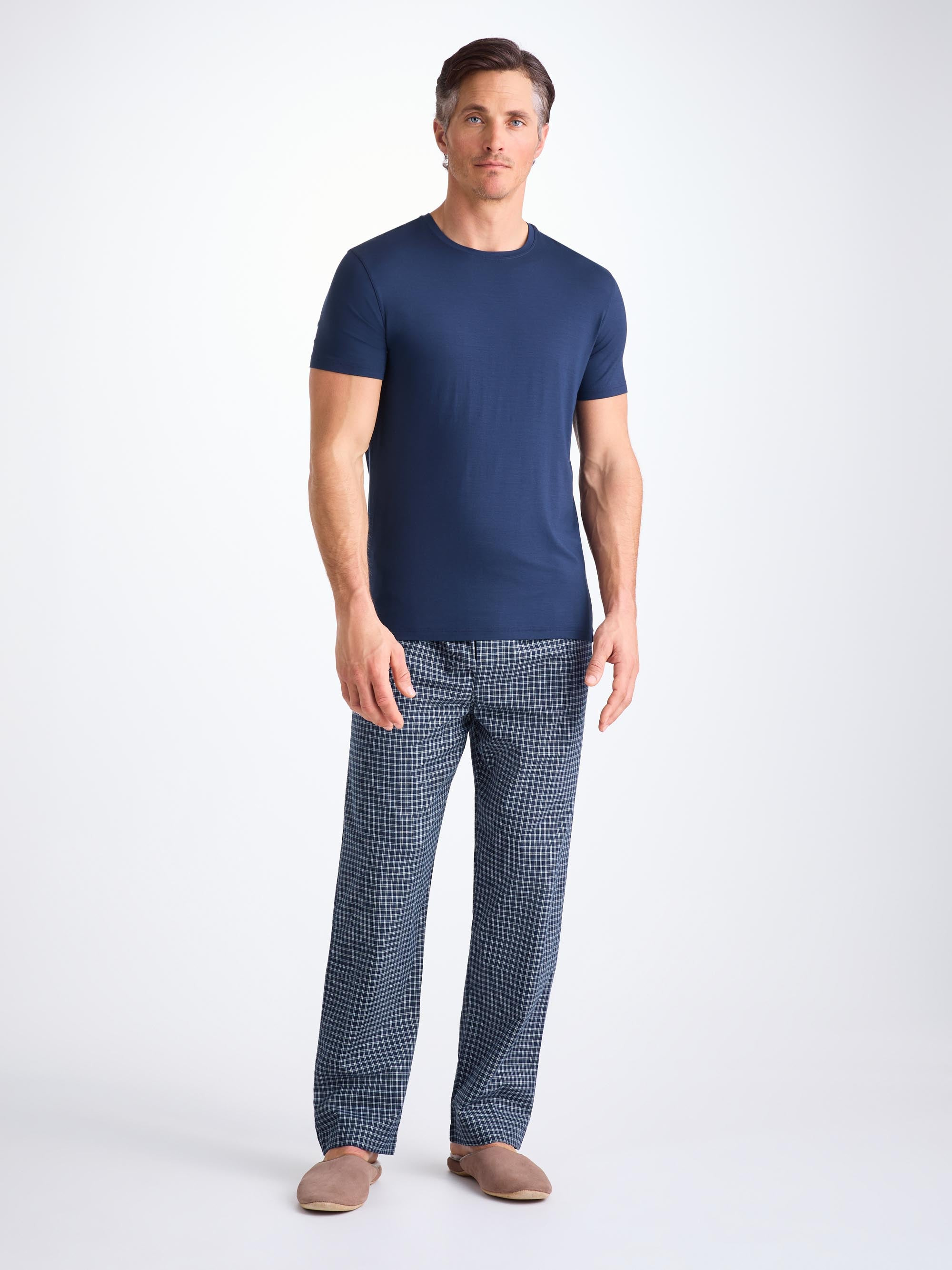 Men's Lounge Trousers Braemar 32 Brushed Cotton Navy - 3