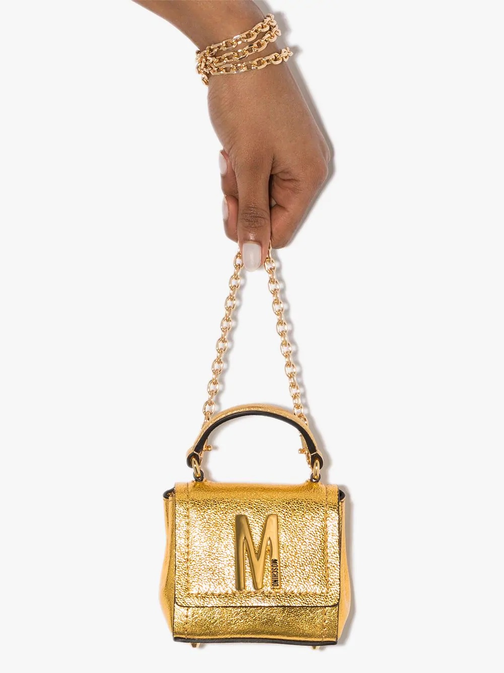 logo-embellished metallic mini bag - 3