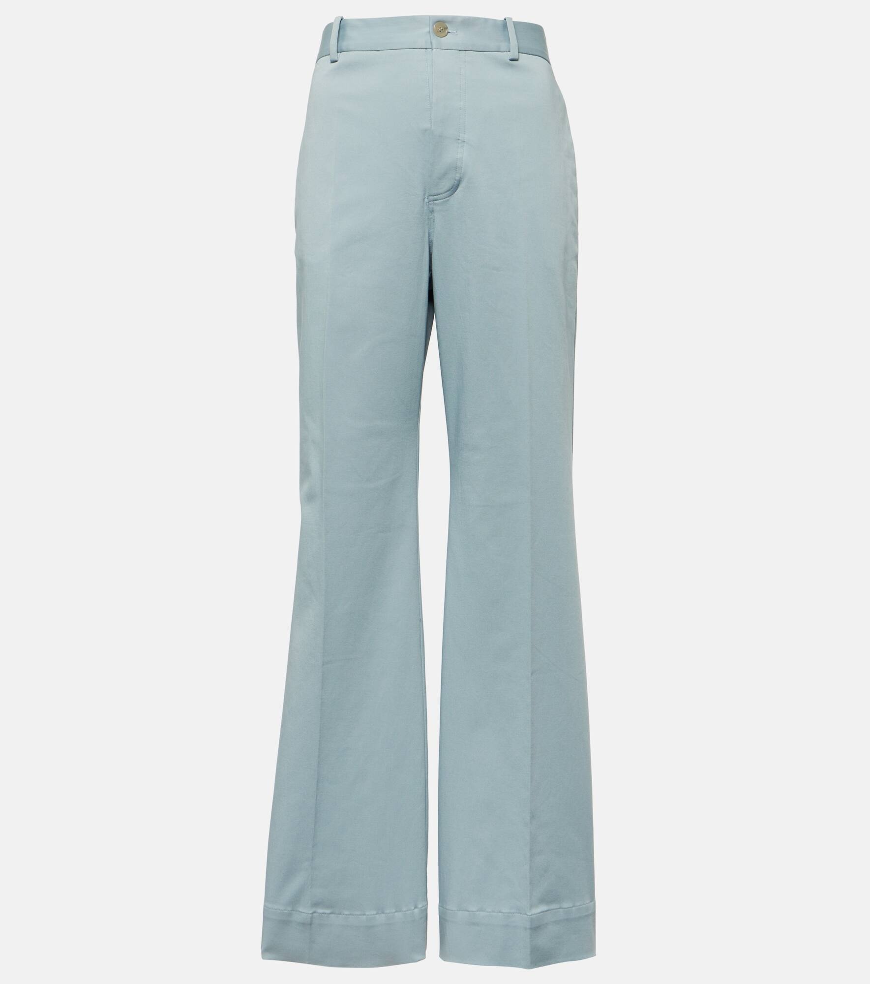 High-rise cotton-blend flared pants - 1