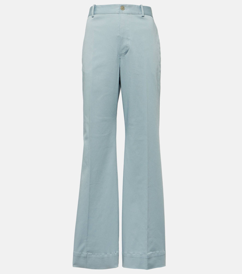 High-rise cotton-blend flared pants - 1