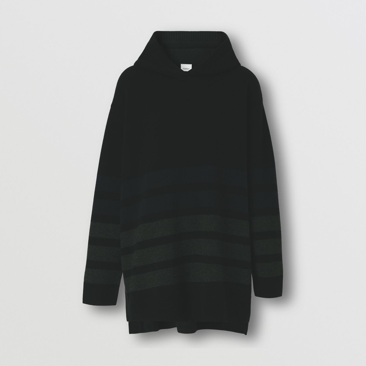 Stripe Detail Wool Cashmere Oversized Hoodie - 1