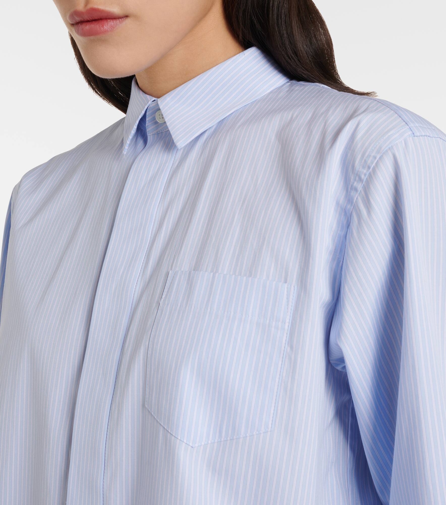 Ruffled striped cotton poplin shirt - 4
