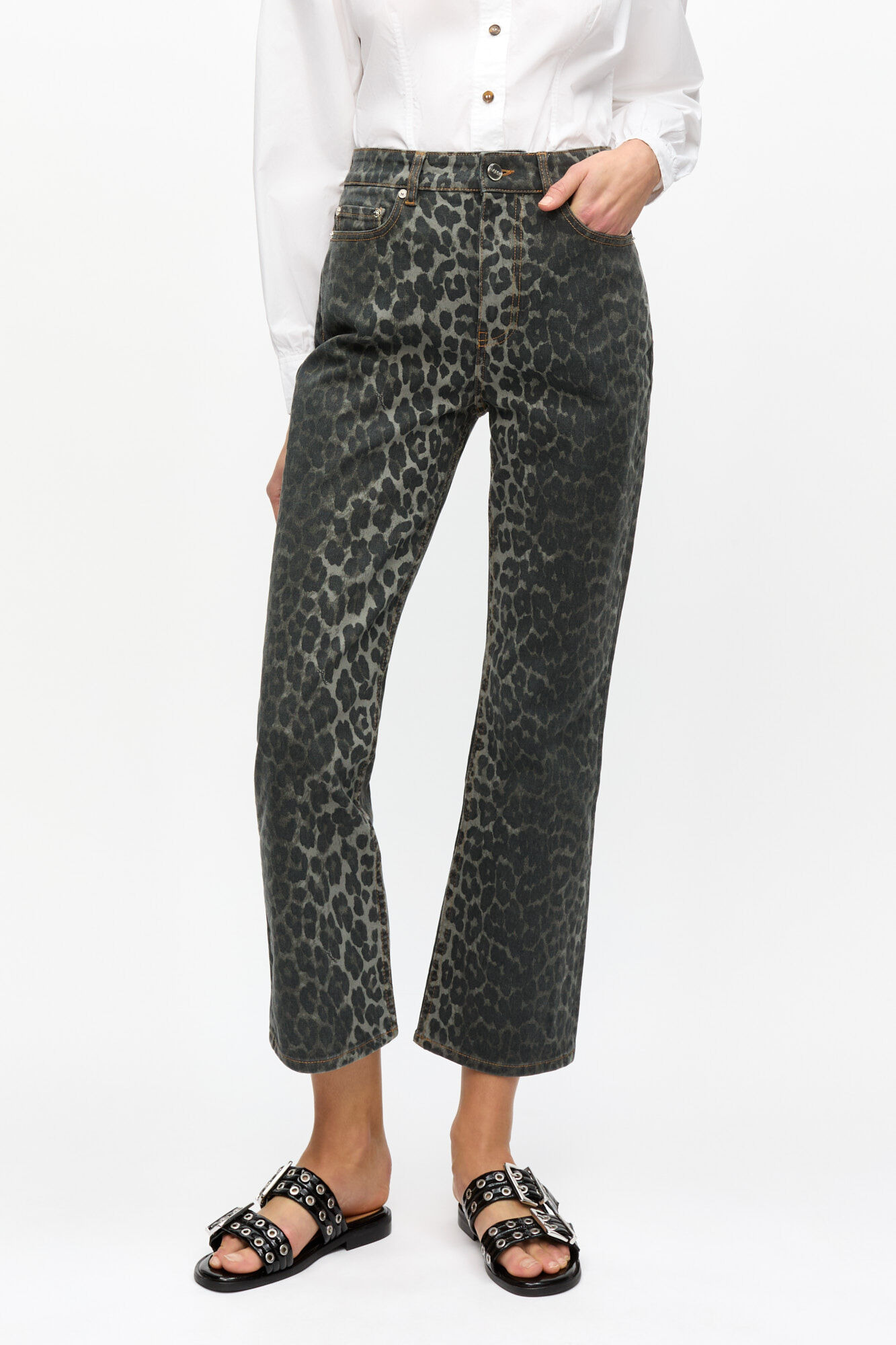 GREY LEOPARD BETZY CROPPED JEANS - 3