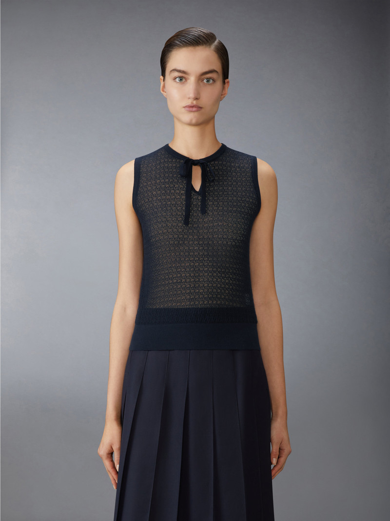 Thom Browne COTTON CASHMERE NECK TIE SHELL TOP outlook