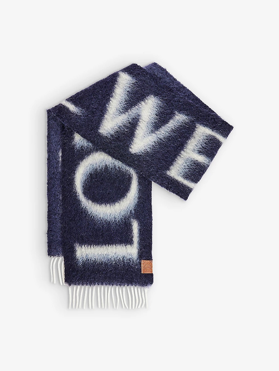 Anagram-patch logo wool and mohair-blend scarf - 1