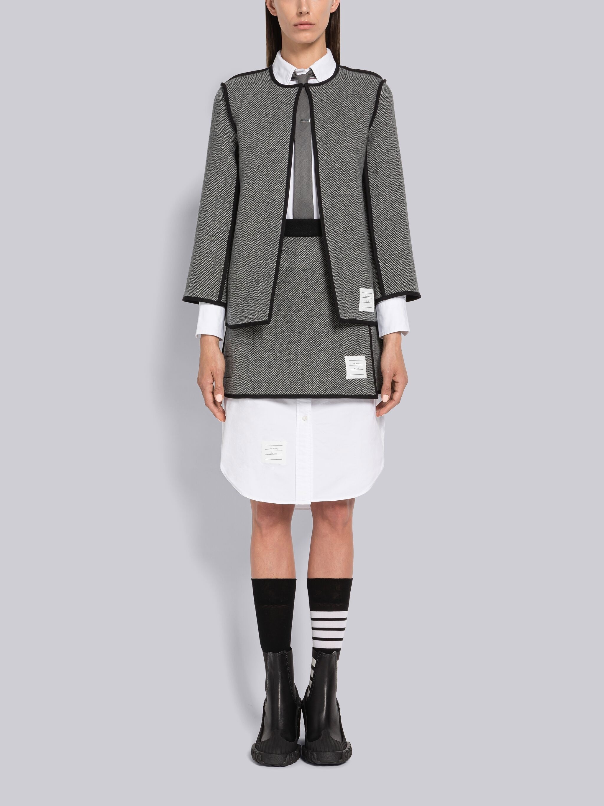 Double Face Wool Herringbone Reversible Mini Wrap Skirt - 5