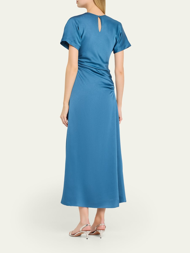 Marabella Ruched Satin Midi Dress 3