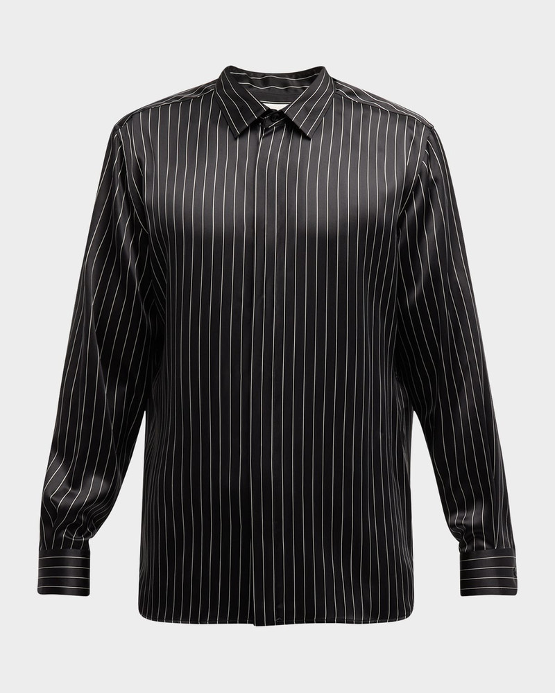 Men's Striped Silk Dress Shirt 1