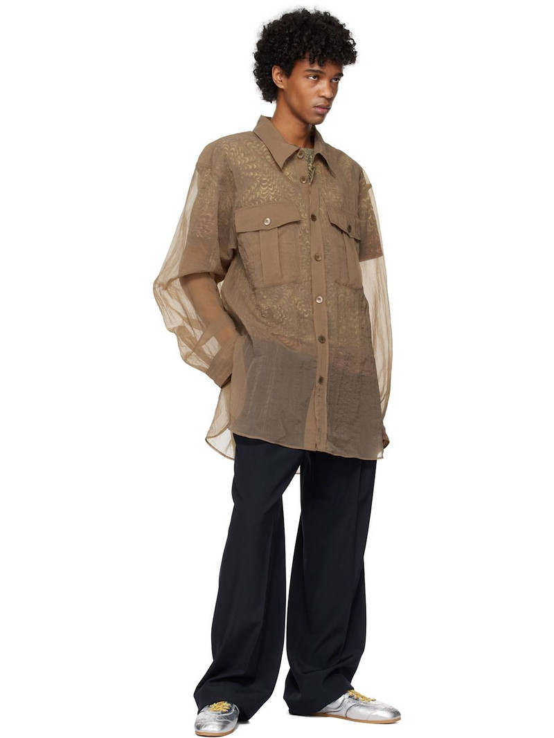 Dries Van Noten Brown Crinkled Shirt outlook