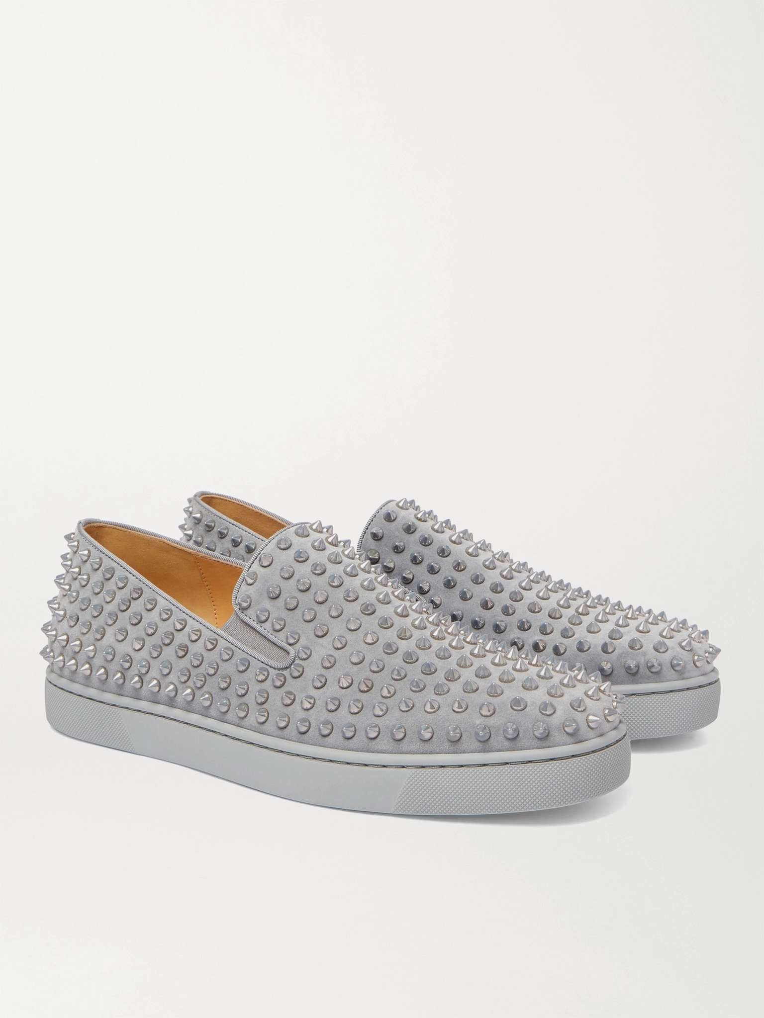 Roller-Boat Spiked Suede Slip-On Sneakers - 4