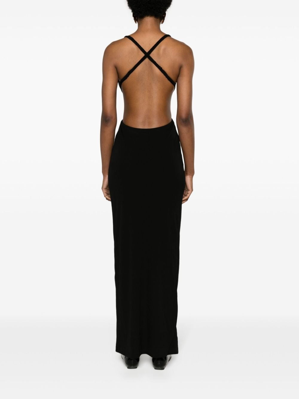 cut-out crepe maxi dress - 6