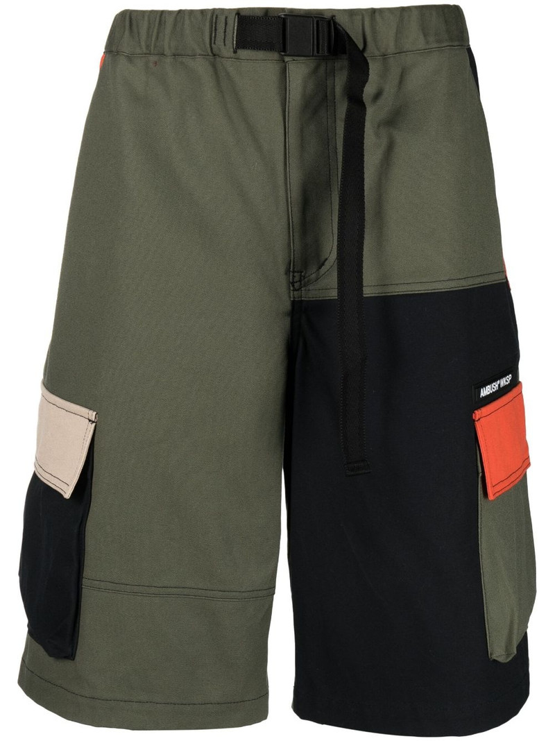 colour-block cargo shorts 1