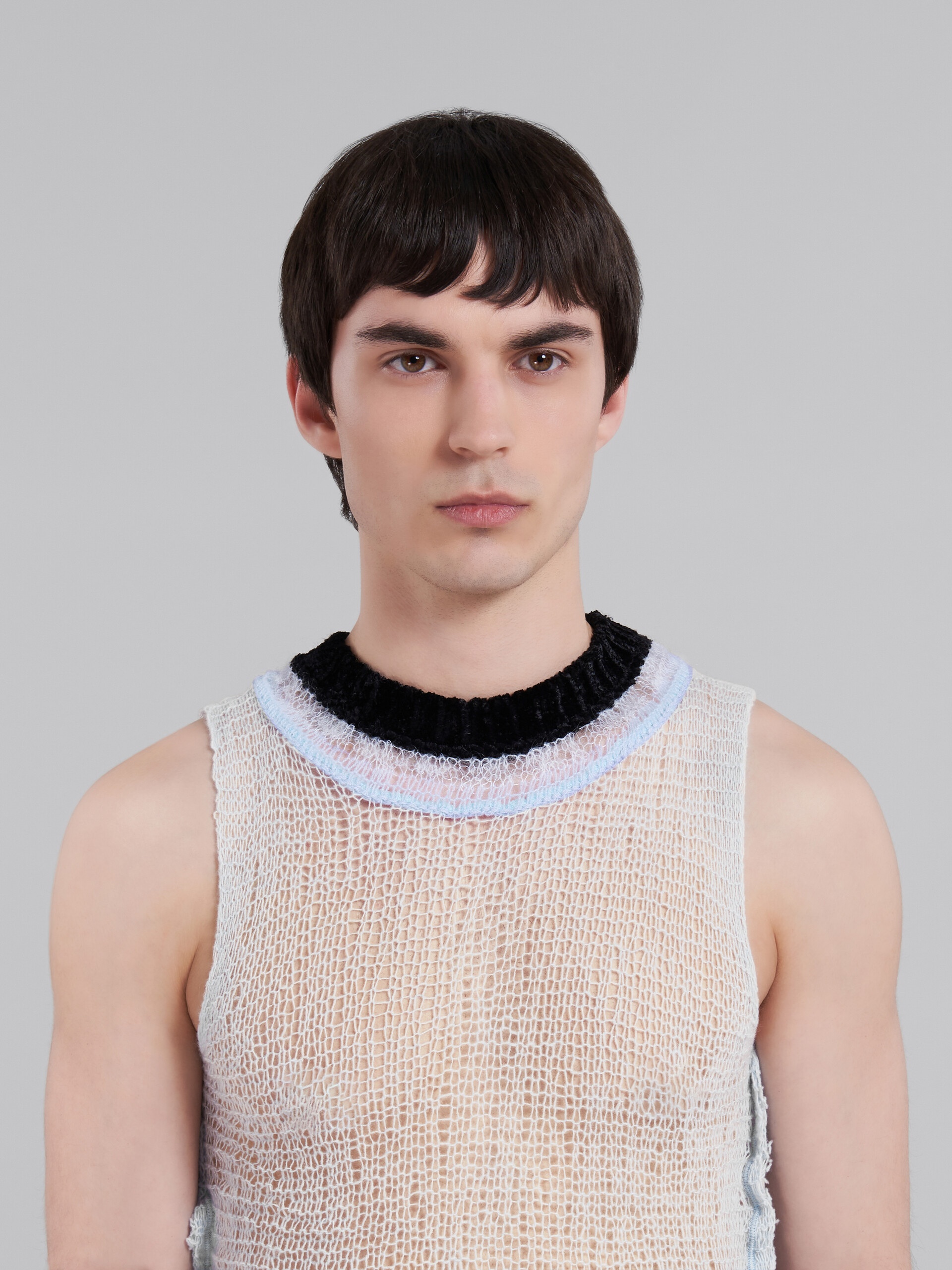 LIGHT BLUE WOOL-CASHMERE TOP WITH CUTOUT - 4