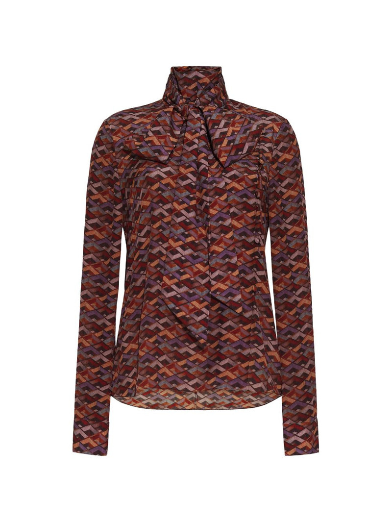 bow-detail geometric-pattern blouse 1