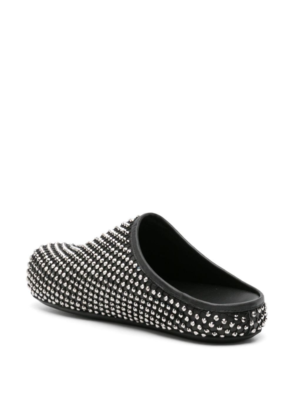 rhinestone-embellished leather mules - 3