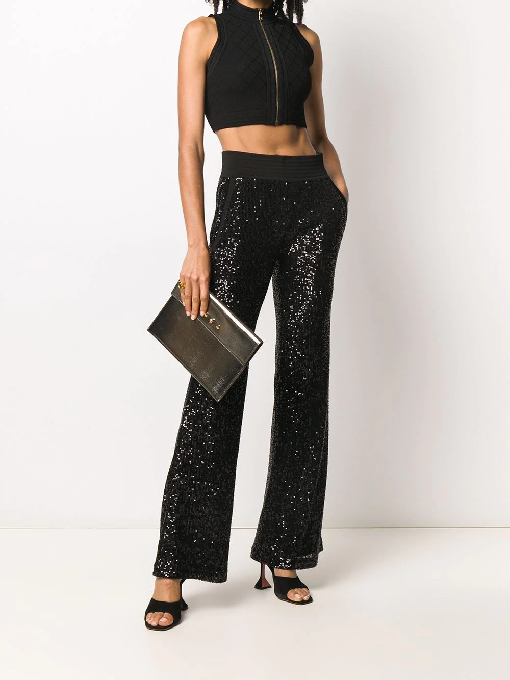 sequin-embellished flared trousers - 2