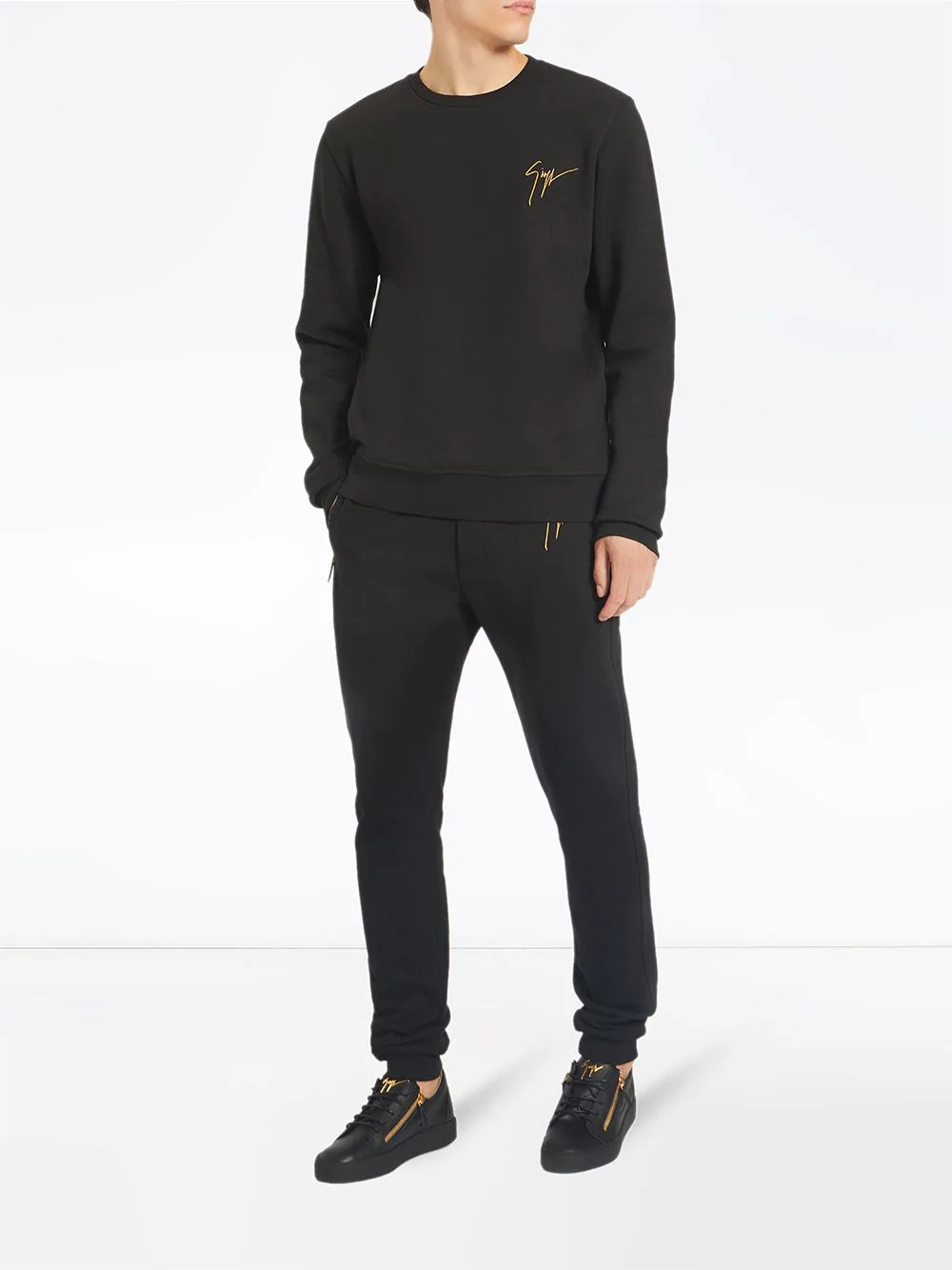 embroidered logo crew neck sweatshirt - 2