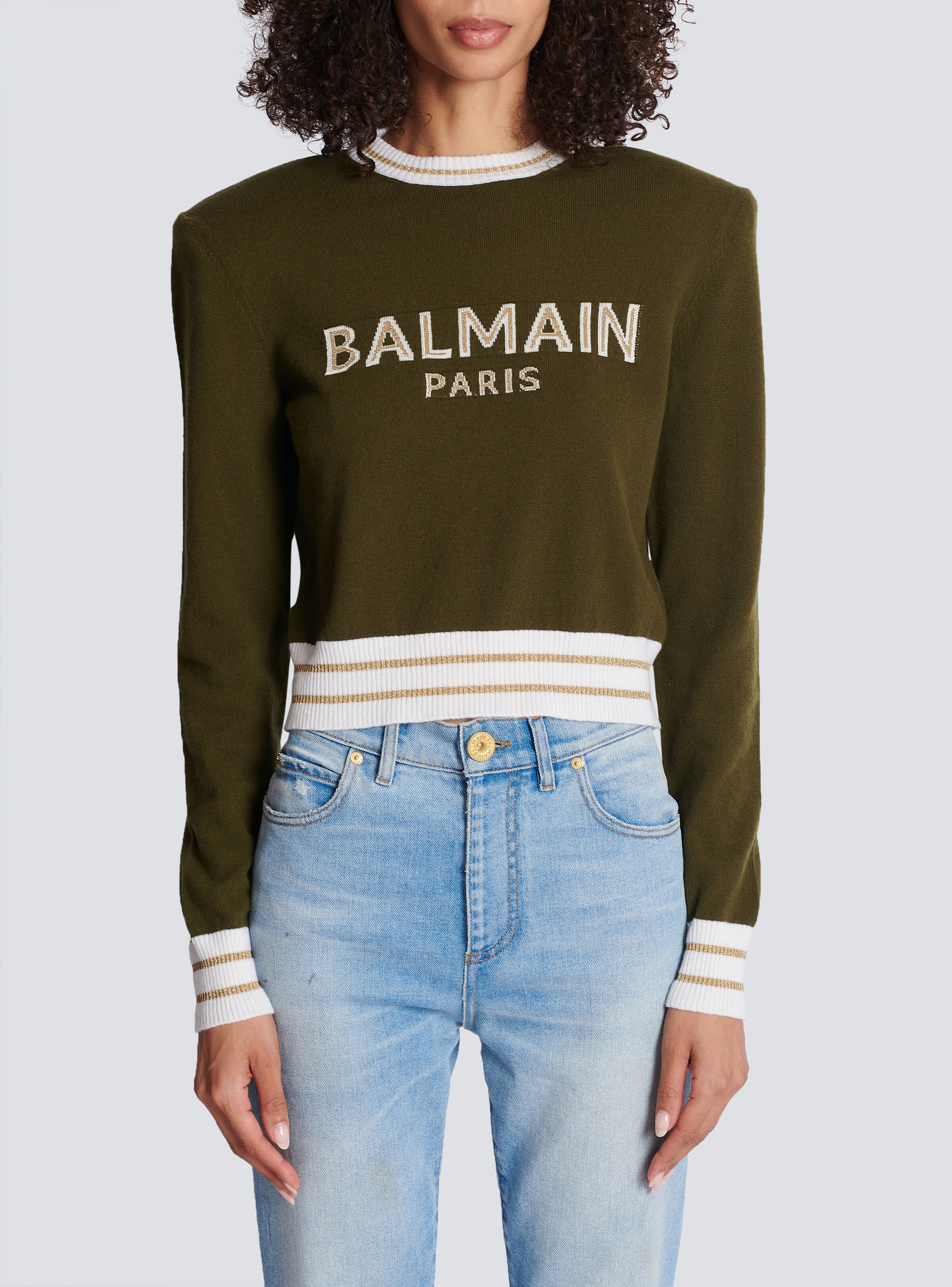 Cropped wool jumper with Balmain logo - 5