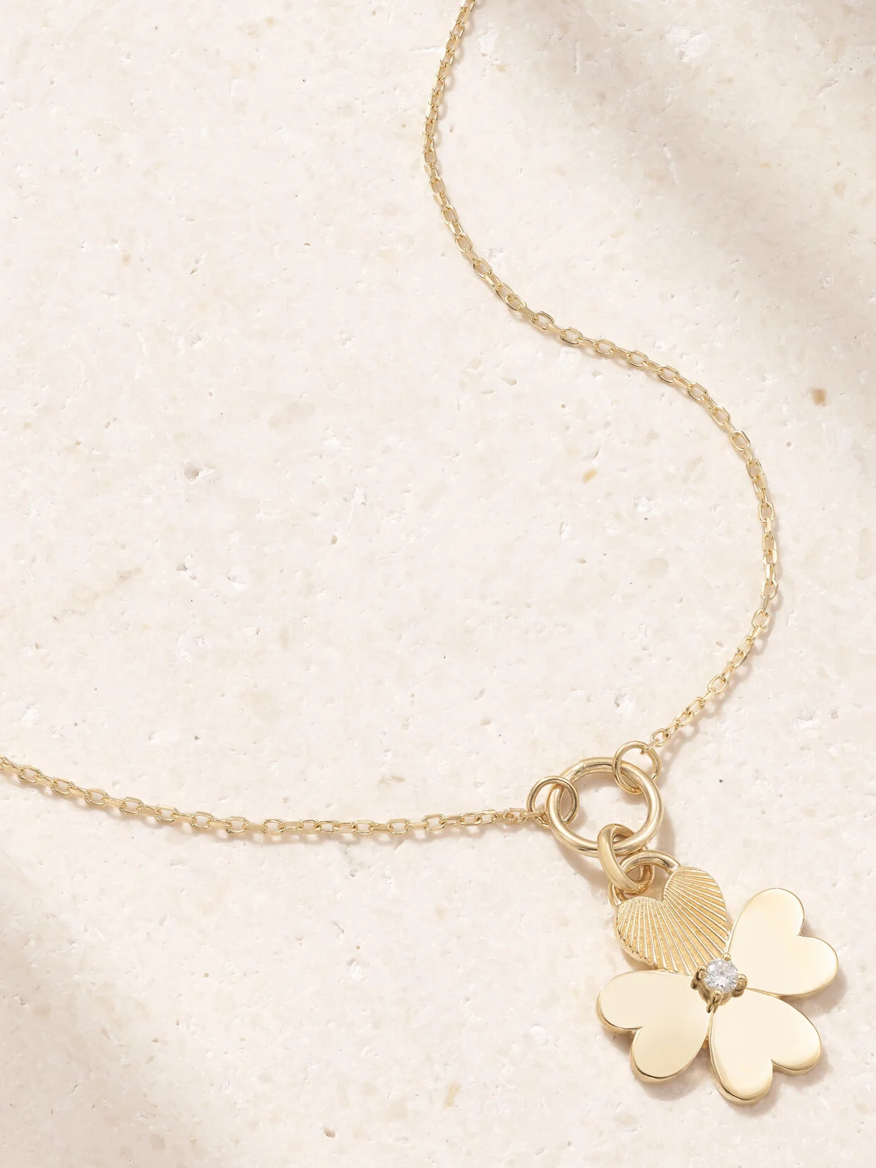 Four Heart Clover 18-karat Gold, Enamel And Diamond Necklace - 1