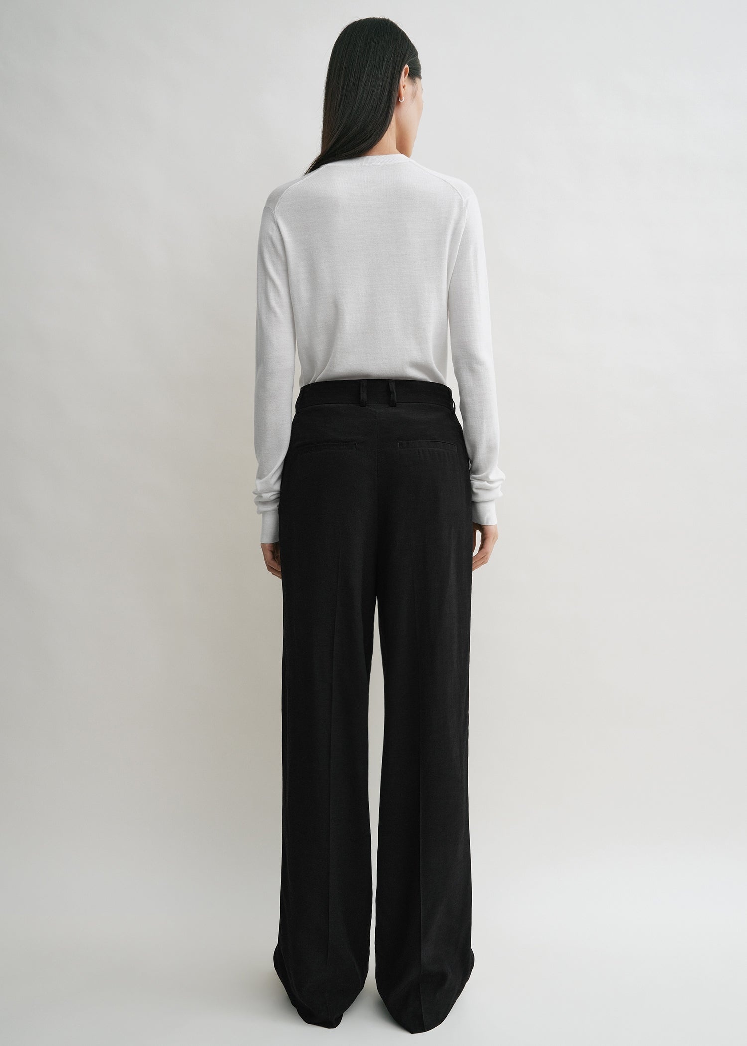 Double-pleat straight trousers black - 4