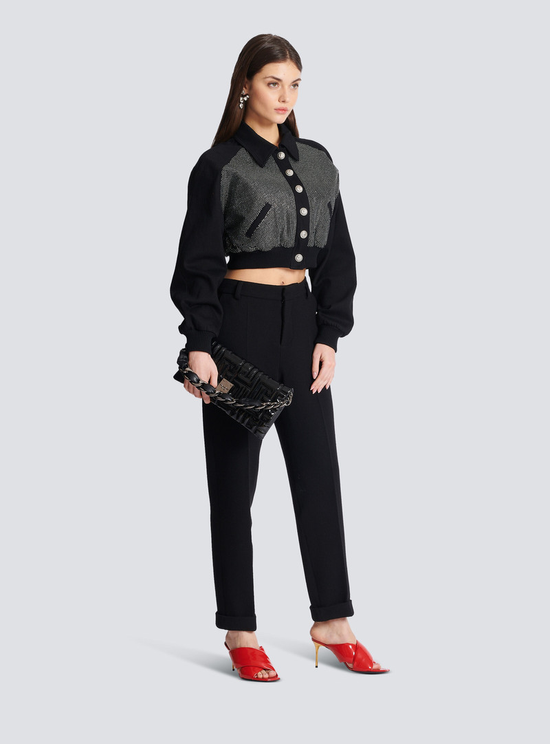 Balmain 1945 Soft clutch bag in patent leather outlook