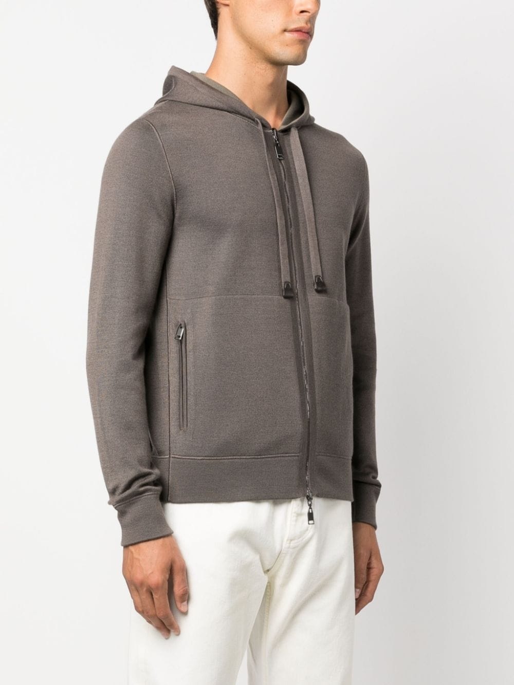 zip-up drawstring hoodie - 3