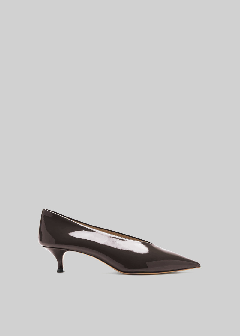 Le Monde Beryl Babouche Kitten Heels Vernice Leather - Plum - 1