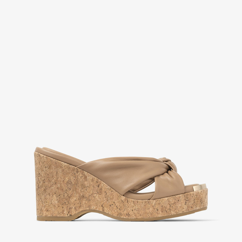 Avenue Wedge 110 Biscuit Nappa Leather Wedge Mules - 1