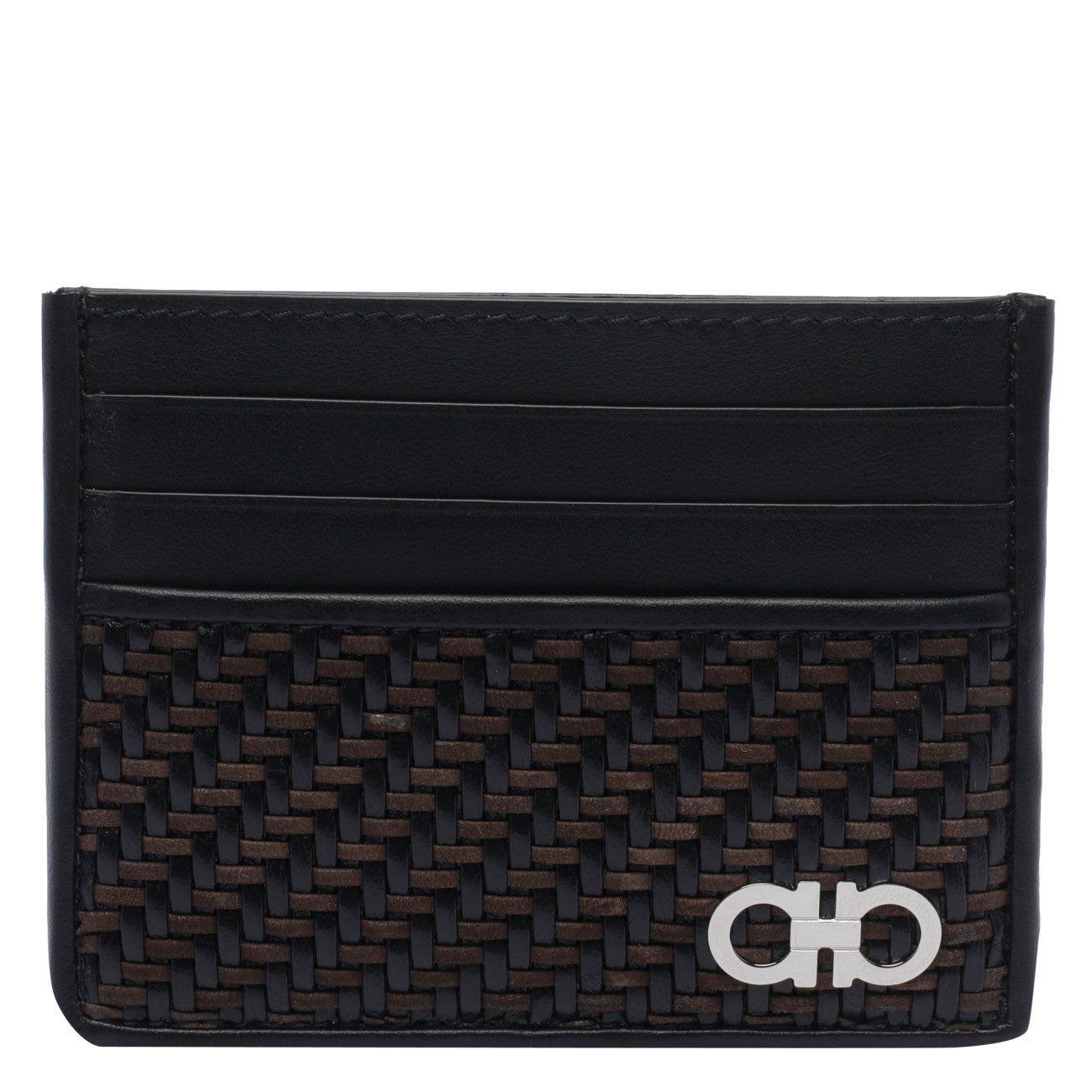 Ferragamo Men Gancini Logo Woven Cards Holder - 1