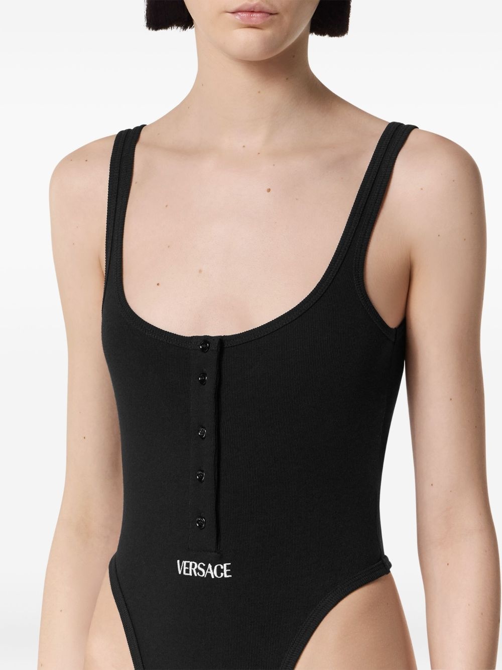 Logo ribbed bodysuit - 3