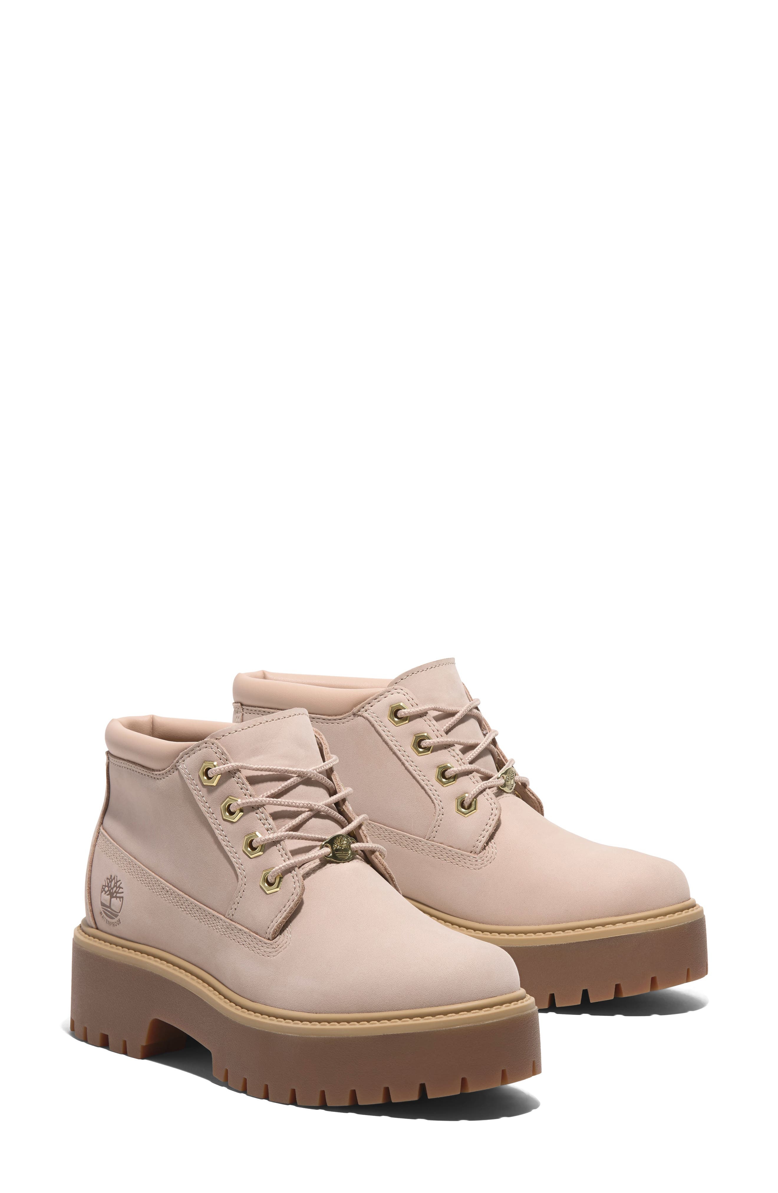 Timberland Stone Street Waterproof Platform Boot in Light Beige Nubuck at Nordstrom - 8