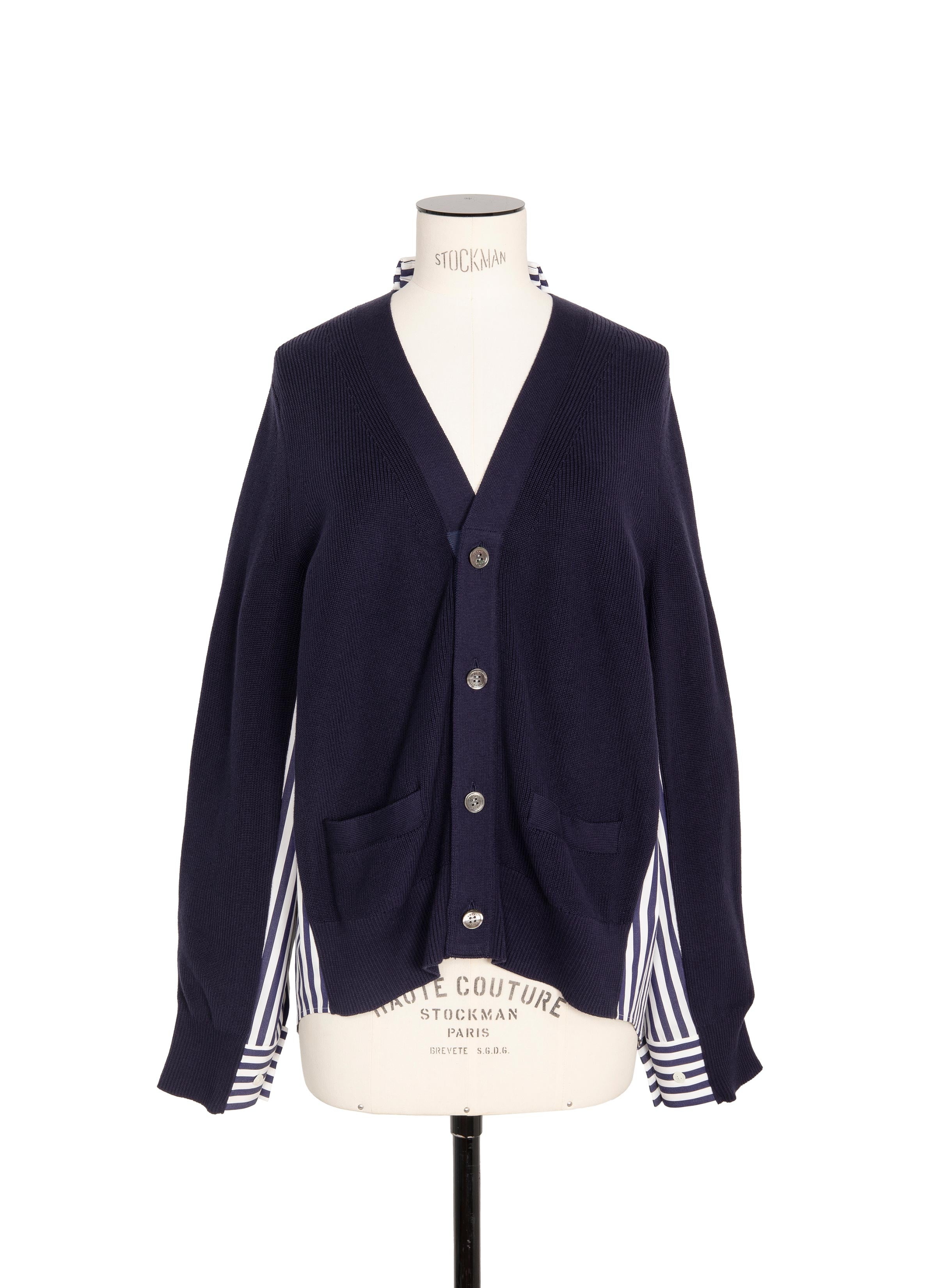 Cotton Knit x Cotton Poplin Cardigan - 1