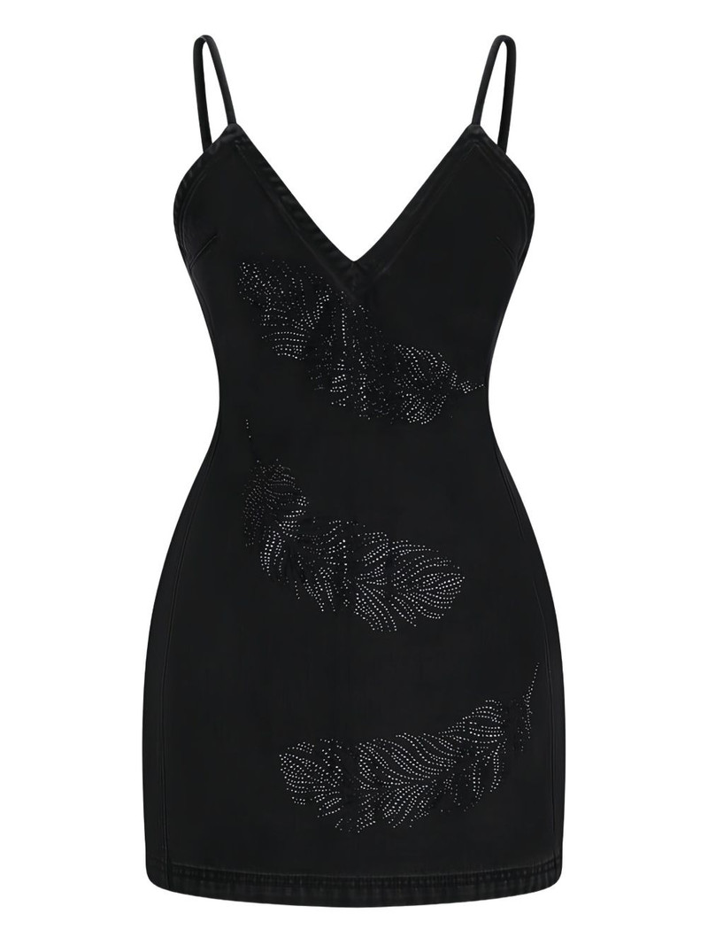rhinestone-embellished denim dress 1