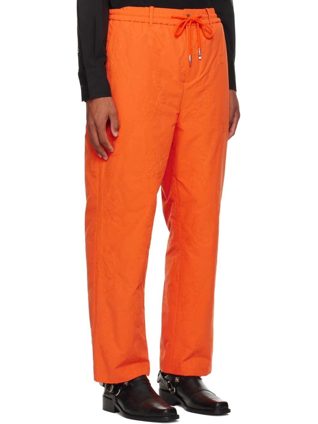 Orange Phoenix Embroidered Trousers - 2