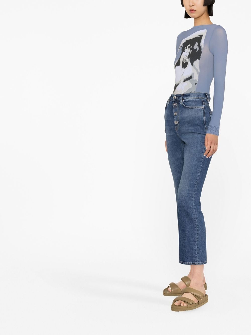 cropped slim-fit jeans - 4