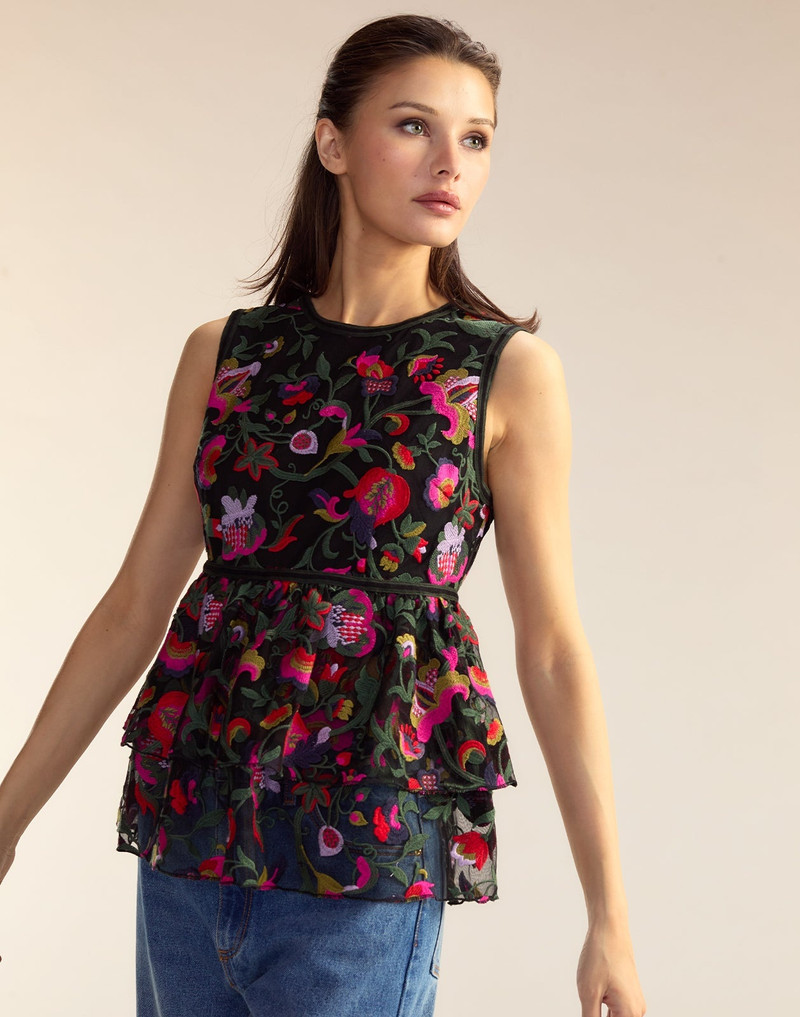 Eve Embroidered Peplum Top 1