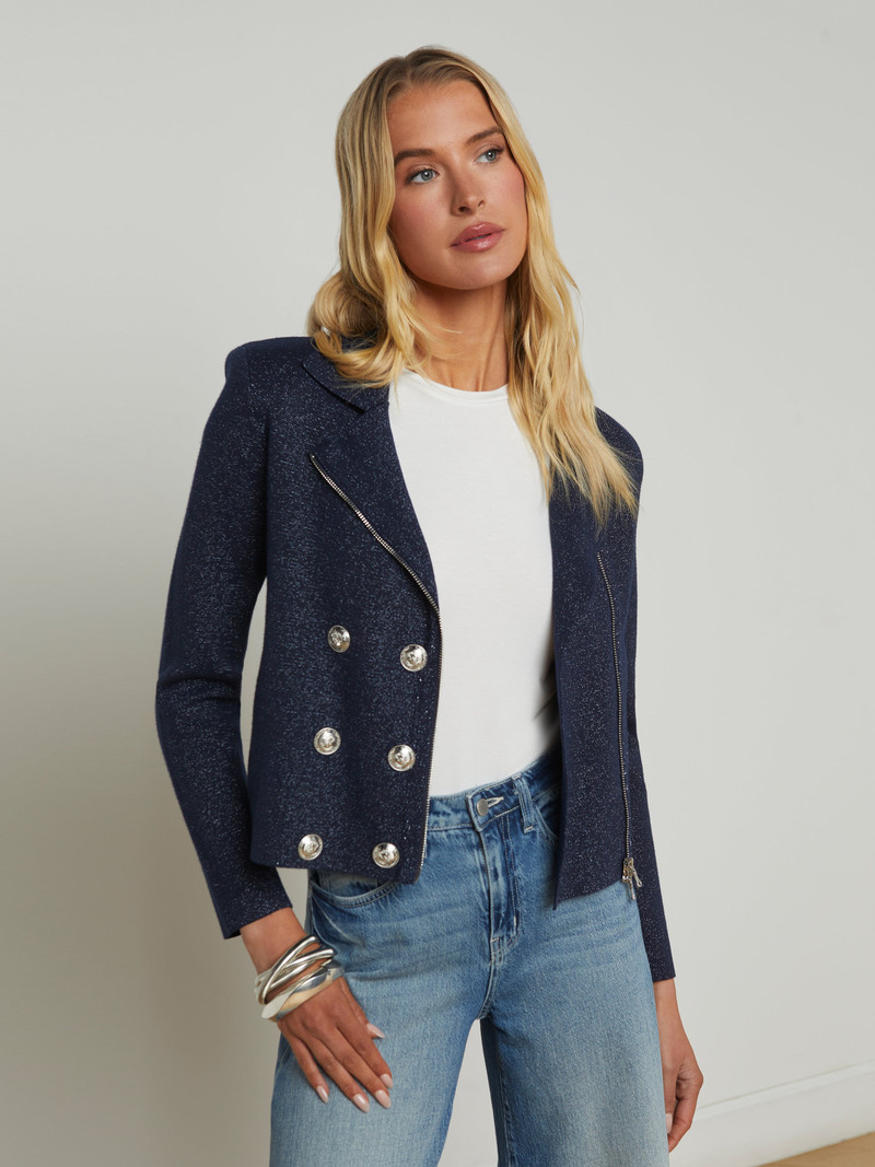 L'AGENCE Chia Knit Biker Jacket outlook