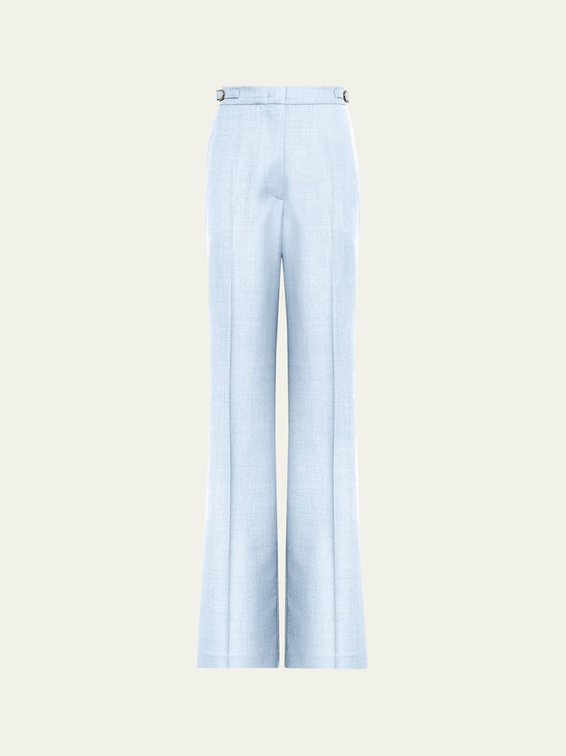 Vesta High-Waist Wool-Silk Straight-Leg Pants 1
