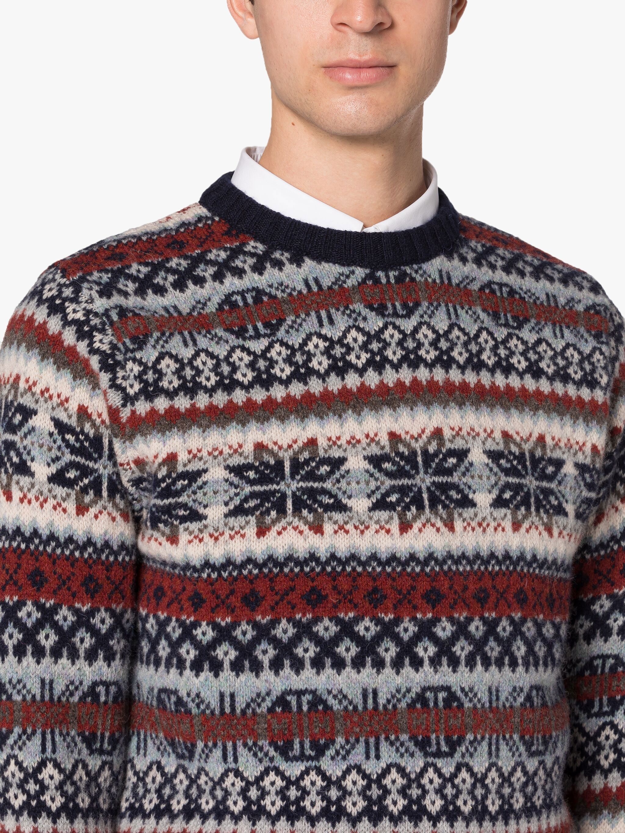 IMPULSE NAVY WOOL FAIR ISLE CREWNECK SWEATER - 5