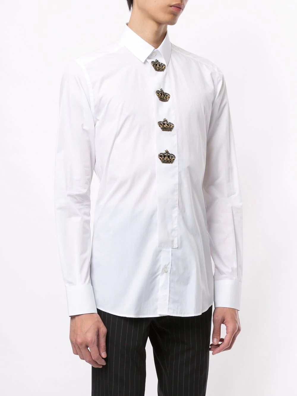 crown patches slim-fit shirt - 3