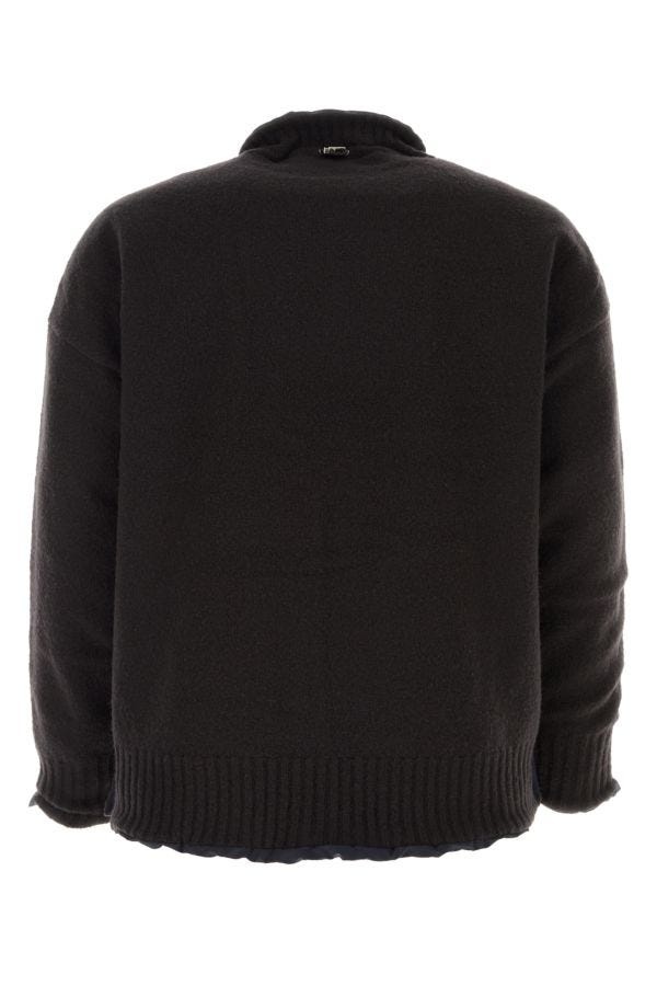 Black wool blend reversible Knit Pullover - 2