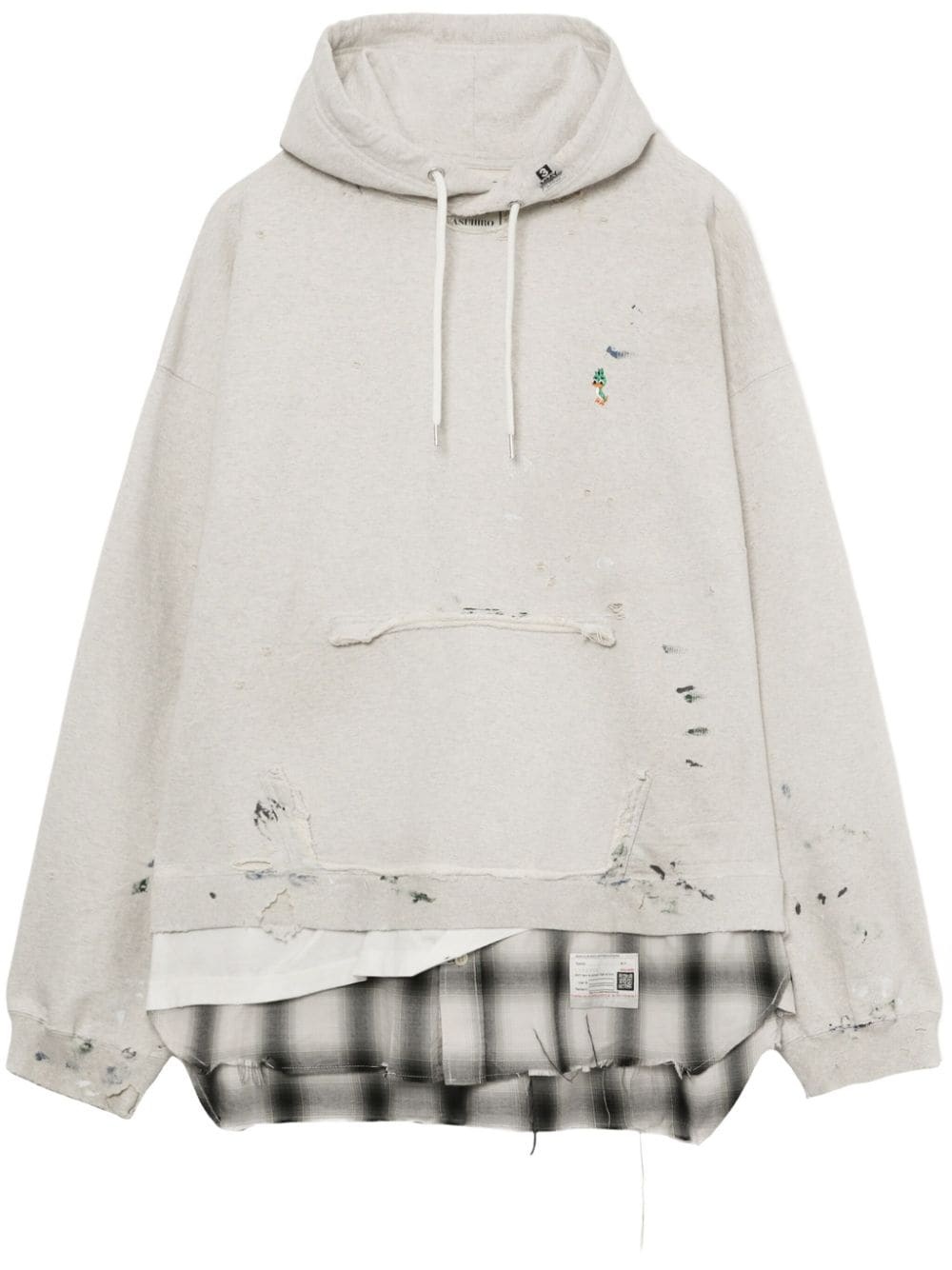 distressed finish hoodie - 1