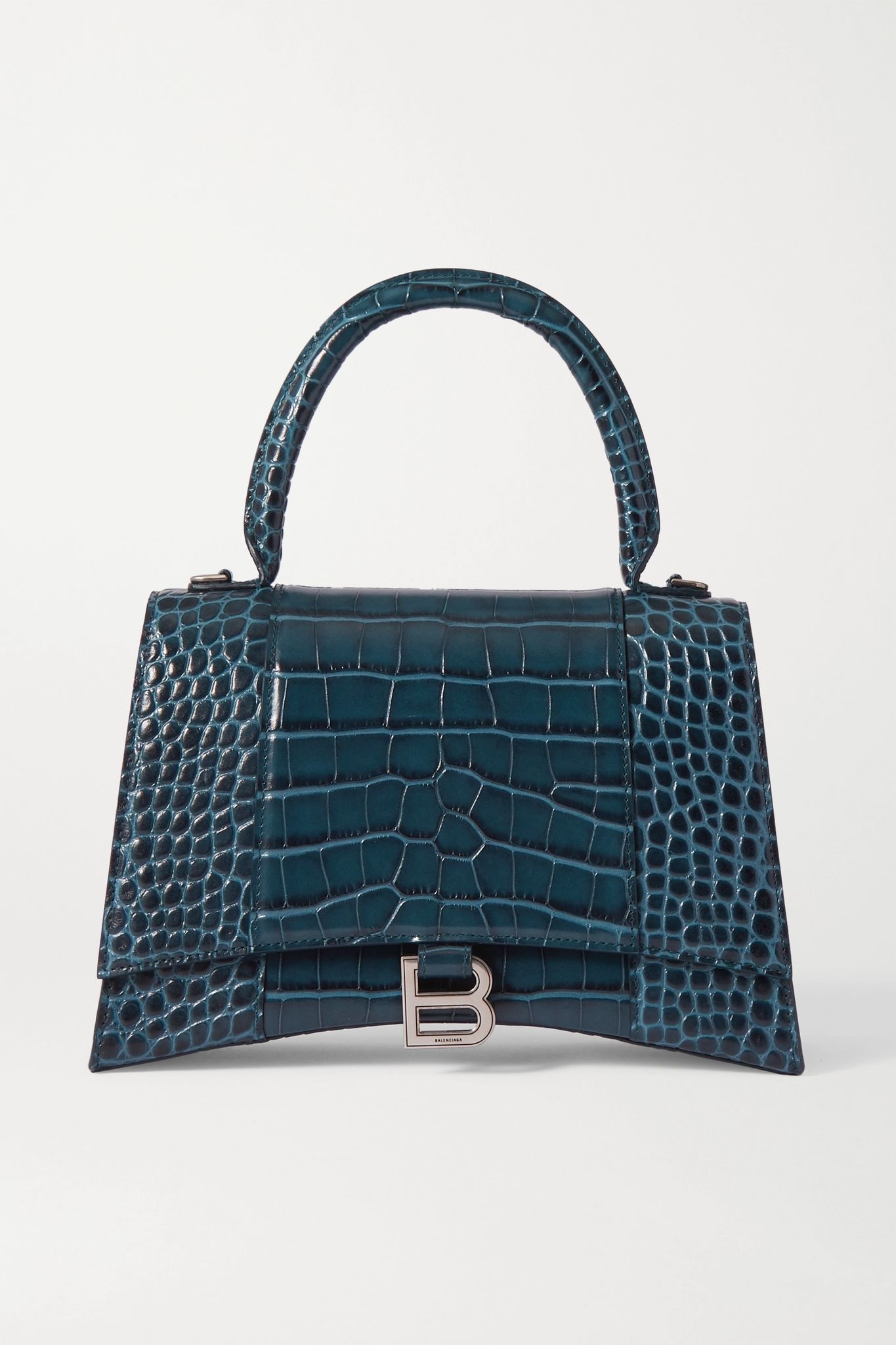 Hourglass croc-effect leather tote - 1