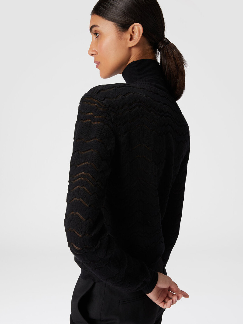 Viscose and wool turtleneck with tone-on-tone zigzag 5