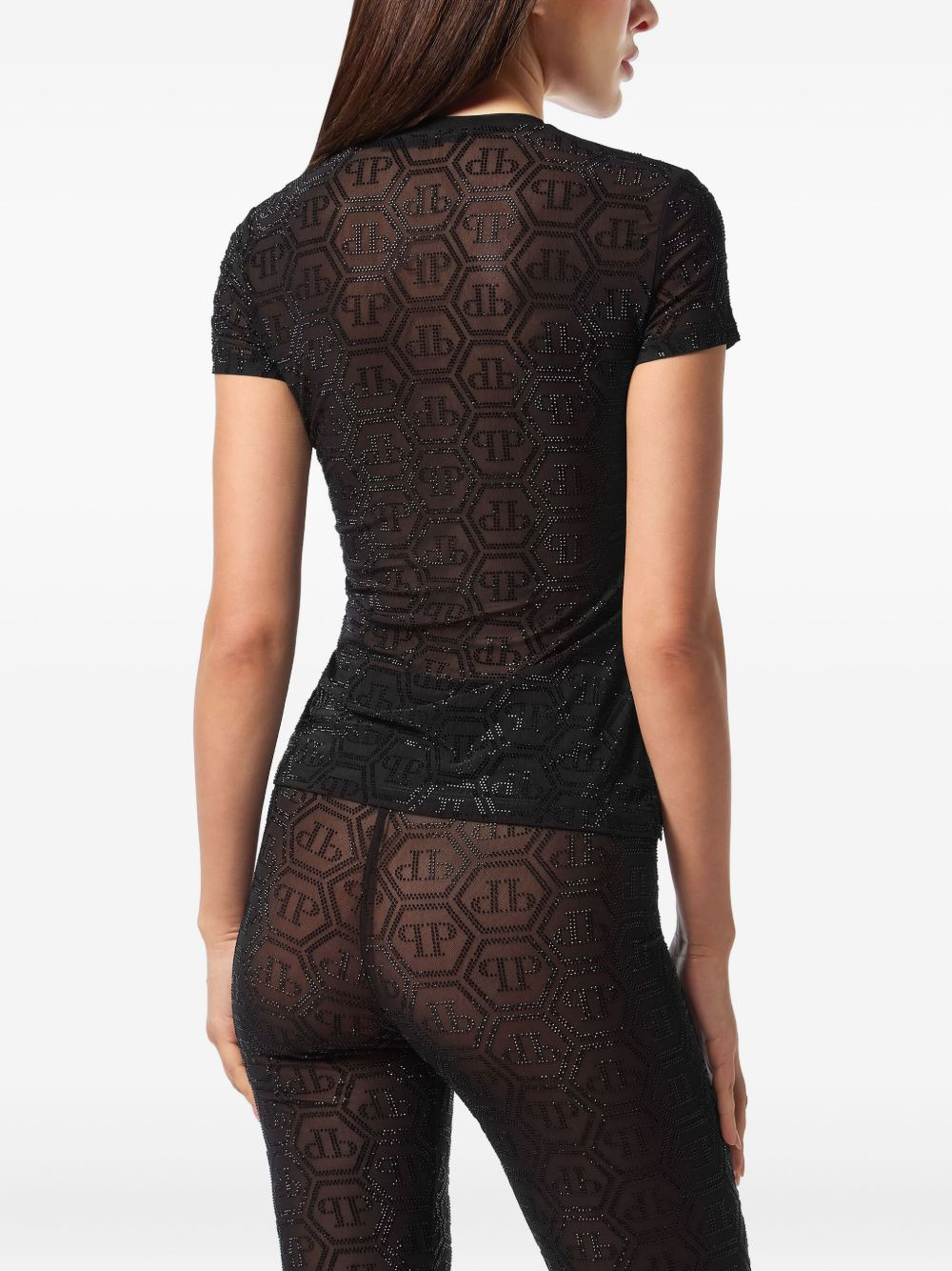 Tulle Monogram Strass T-Shirt - 4