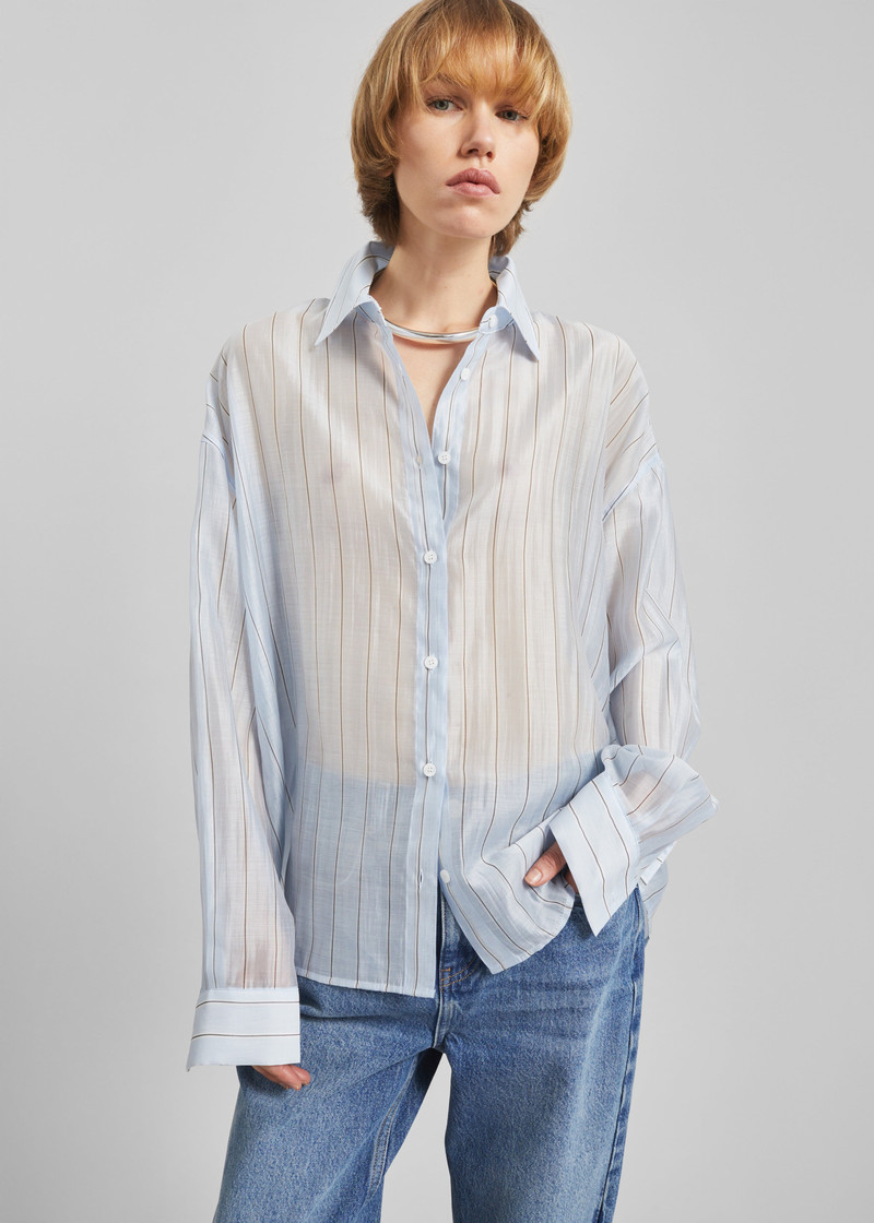 Vranor Light Sheer Shirt - Light Blue/Black Stripe 4
