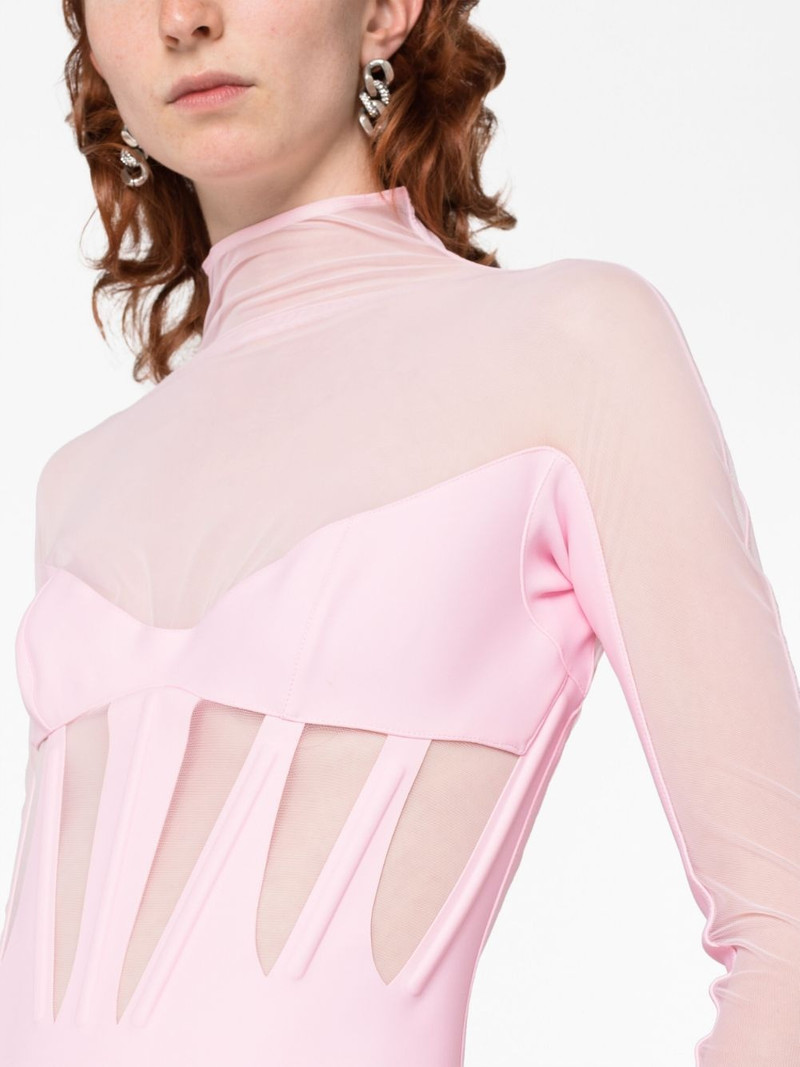 Corset Illusion sheer-panels minidress 3