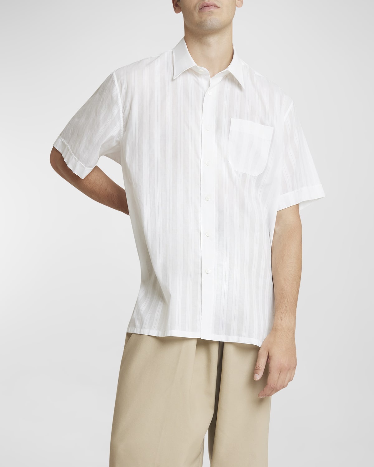 Men's Sheer Striped Sport Shirt - 7