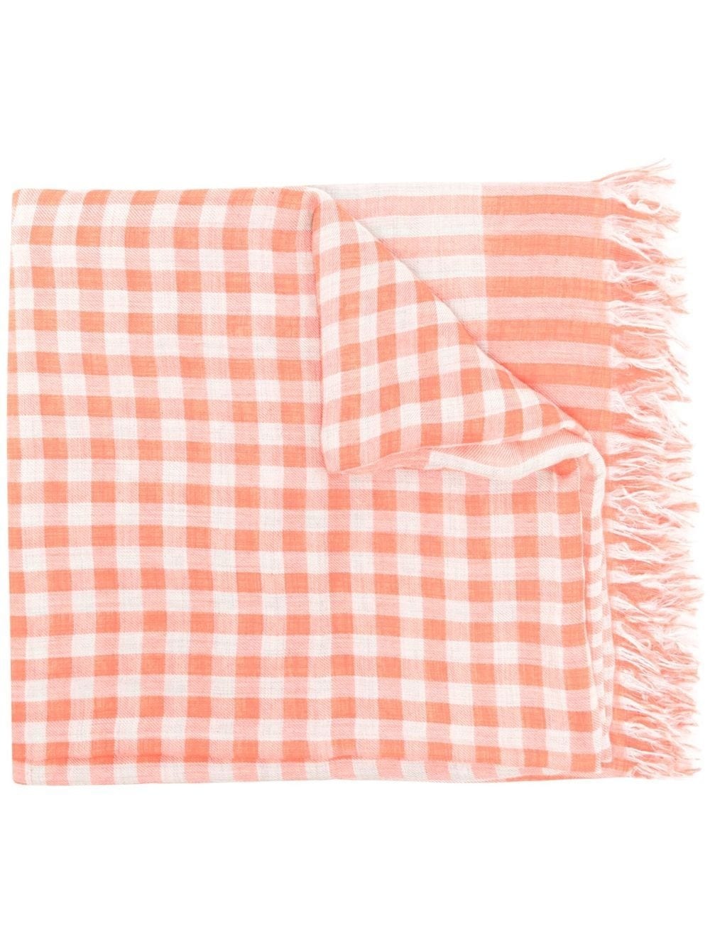 gingham-print frayed scarf - 1