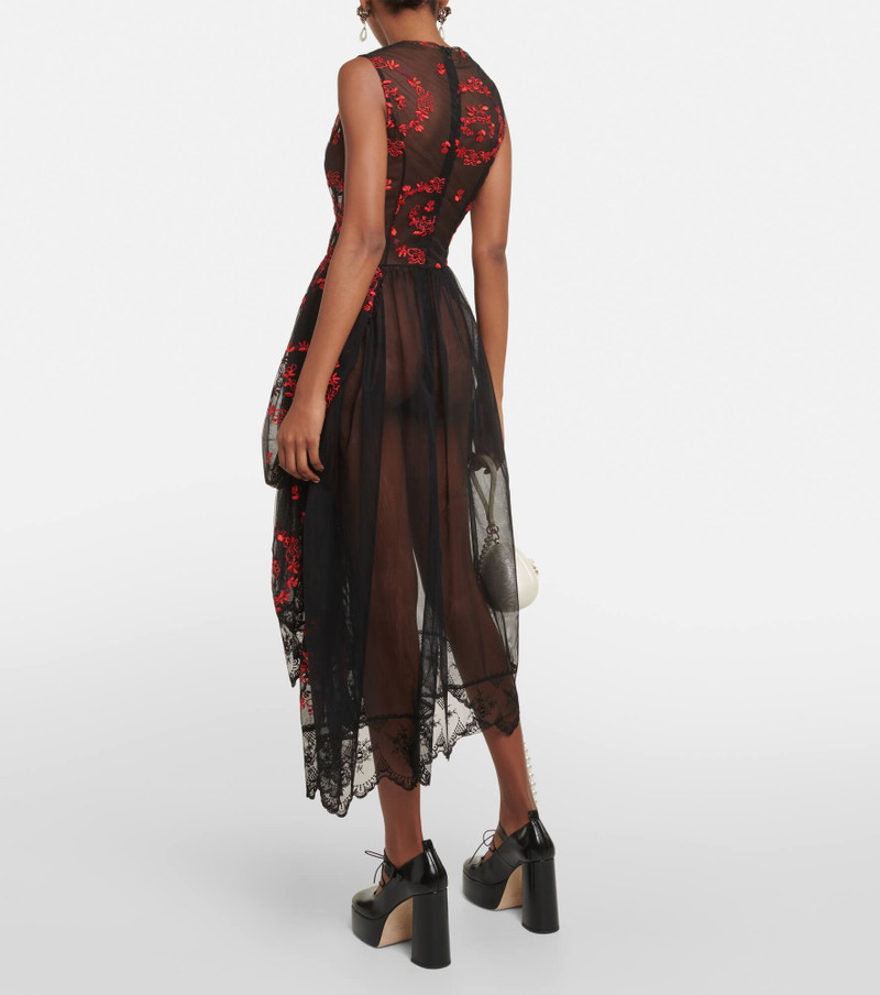 Floral embroidered tulle midi dress 3